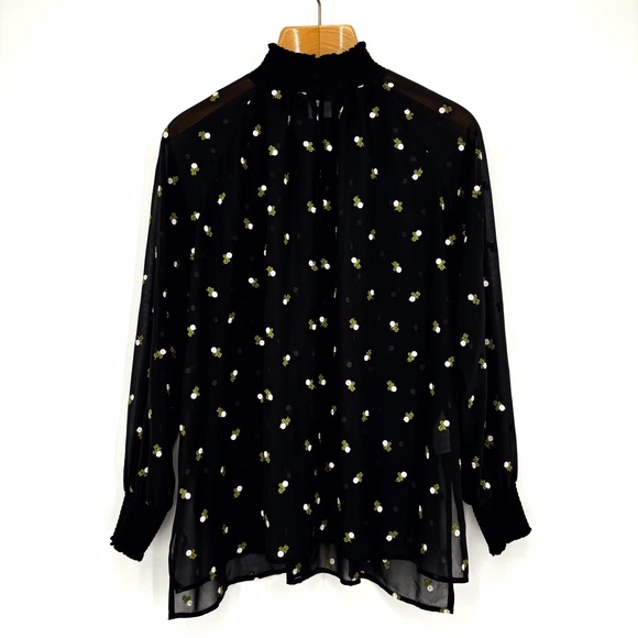 Cabi Embroidered Blouse # 5338, Sheer Black with Embroidered Roses, Small - Picture 10 of 16